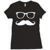 mustache glasses nerd Ladies Fitted T-Shirt