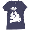 cartoon hands holding diamond Ladies Fitted T-Shirt