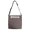 born to fly forced to work Adjustable Strap Totes