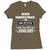 never underestimate an old man who was born in january Ladies Fitted T-Shirt