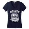 Super Cool Stepdad Of A Freaking Awesome Grandson Women's V-Neck T-Shirt