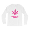 Support Breast Cancer Awareness With A Pink Cannabis Leaf Long Sleeve Shirts