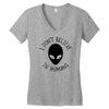 i don't believe in humans Women's V-Neck T-Shirt