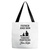 Father and Son Fishing Partners For Life Tote Bags