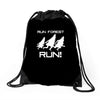 run forest run white color Drawstring Bags