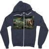 dinosaur attack Zipper Hoodie