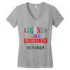 legends are born october Women's V-Neck T-Shirt