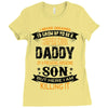 Super Cool Daddy Of A Freaking Awesome Son Ladies Fitted T-Shirt