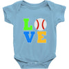love baseball neon rhinestuds Baby Onesie