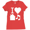 i love house music dj baseball Ladies Fitted T-Shirt