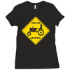 tractor crossing farmer's road warning sign Ladies Fitted T-Shirt