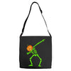 pumpkin skeleton dabbing Adjustable Strap Totes