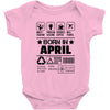 Born In April Baby Onesie