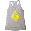 caution shapes being thrown printed Racerback Tank