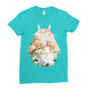 Totoro With Japanese Landscape Ladies Fitted T-Shirt