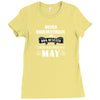 never underestimate an old man who was born in may Ladies Fitted T-Shirt