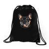 blue and tan frenchie Drawstring Bags