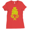 Eat Sleep Tennis Repeat Ladies Fitted T-Shirt