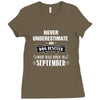 never underestimate an old man who was born in september Ladies Fitted T-Shirt