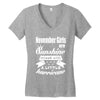 Noveber Girls Are Sunshine Mixed With A Little Hurricane Women's V-Neck T-Shirt