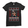 ugly sweater fight christmas t shirts Ladies Fitted T-Shirt