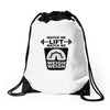 watch me lift watch me weigh weigh Drawstring Bags
