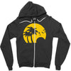 beach silhouette birds sand sunset Zipper Hoodie