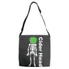 ciderhead cider drinking skeleton and apple Adjustable Strap Totes