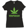 Vegetarian Pot Leaf Ladies Fitted T-Shirt