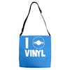 i love vinyl Adjustable Strap Totes