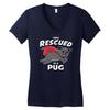 rescued by pug Women's V-Neck T-Shirt