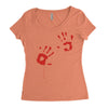 bloody hand print funny zombie kill undead blood horror killer Women's Triblend Scoop T-shirt