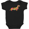 dachshund flower 2 Baby Bodysuit