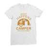 what happens in camper stays in camper vintage style camp funny Ladies Fitted T-Shirt