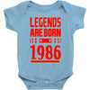 legends are born in 1986 hoodie Baby Onesie