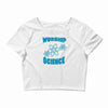 science worship funny geek atheist anti religion Crop Top