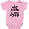 Queens Are Born In September Infant Clothing
