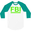 mens fbi print casual slim 3/4 Sleeve Shirt