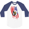 american eagle usa flag head 3/4 Sleeve Shirt