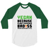 vegan because plant powered badass was not an offical tittle black 3/4 Sleeve Shirt