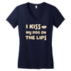 i kiss my dog on the lips Women's V-Neck T-Shirt