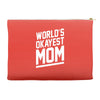 world's okayest mom funny Accessory Pouches