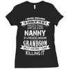 Super Cool Nanny Of A Freaking Awesome Grandson Ladies Fitted T-Shirt