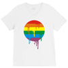 rainbow colored stripes dot running splashes V-Neck Tee