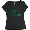 merry christmas green glitter Women's Triblend Scoop T-shirt