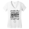 dreaming about pumpkin spice hayrides footbal falling leaves family ti Women's V-Neck T-Shirt
