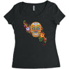 women's sugar skull purple Women's Triblend Scoop T-shirt