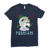 unicorns are born in february cute unicorn Ladies Fitted T-Shirt