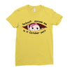 October Peeking Out Baby Girl Ladies Fitted T-Shirt