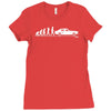 evolution of man, ford capri mk1 Ladies Fitted T-Shirt